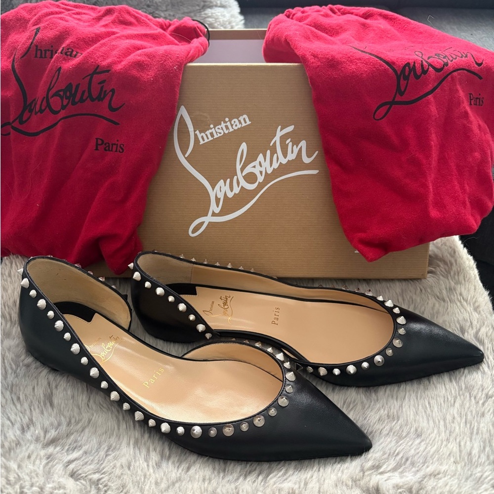 Christian Louboutin Black Flats with metal studs